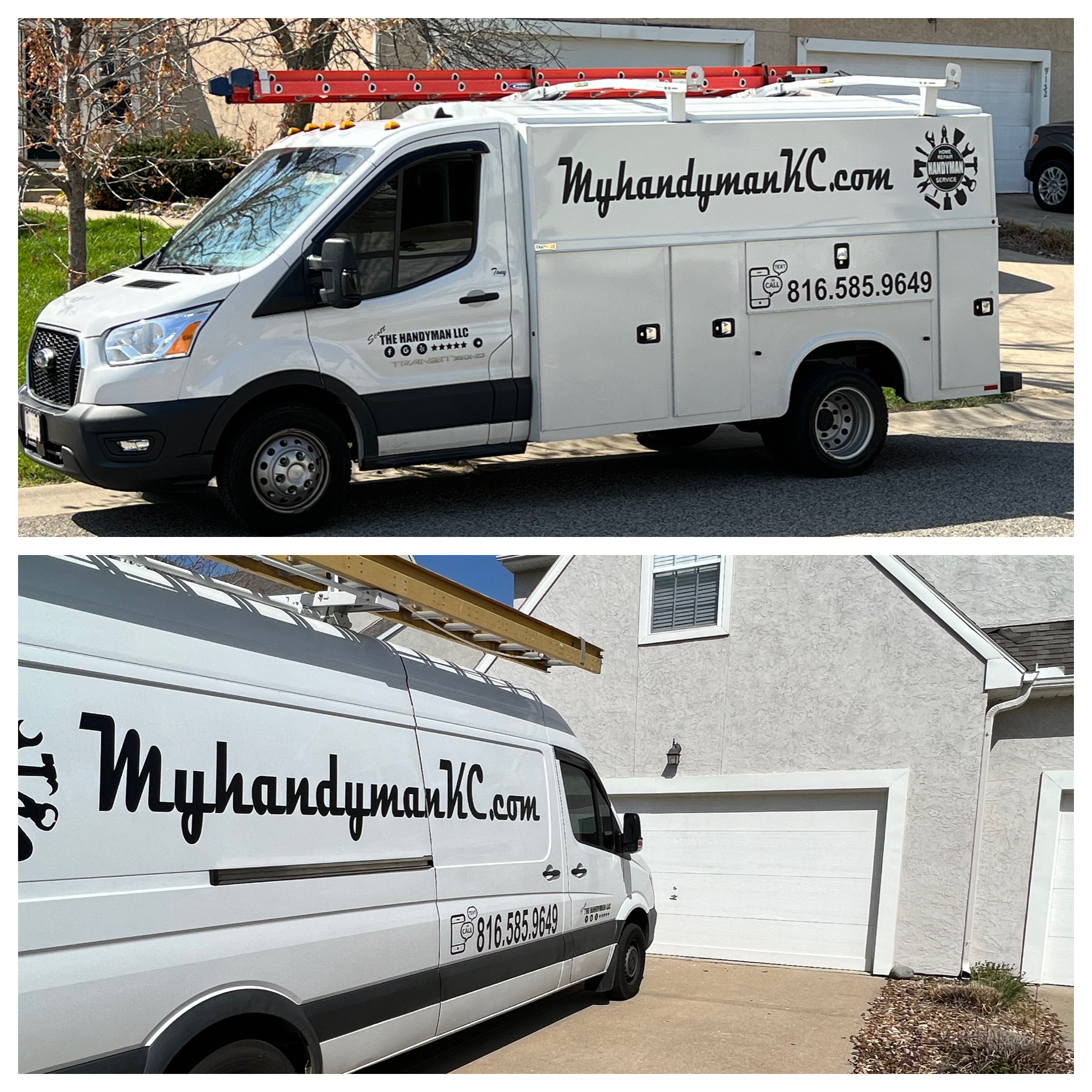 Two Scott The Handyman service vehicles ready for Kansas City calls